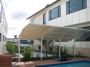 Cantilever arched canopy design by Fresco Shades